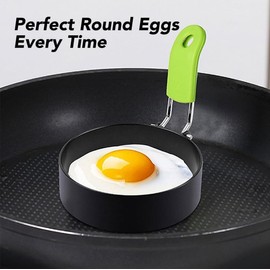 Stainless Steel Egg Rings, Non-Stick Round Cooking Molds for Perfect Fried Eggs, Pancakes, Breakfast Sandwiches, Easy Clean Egg Shaper Tools with Silicone Handles