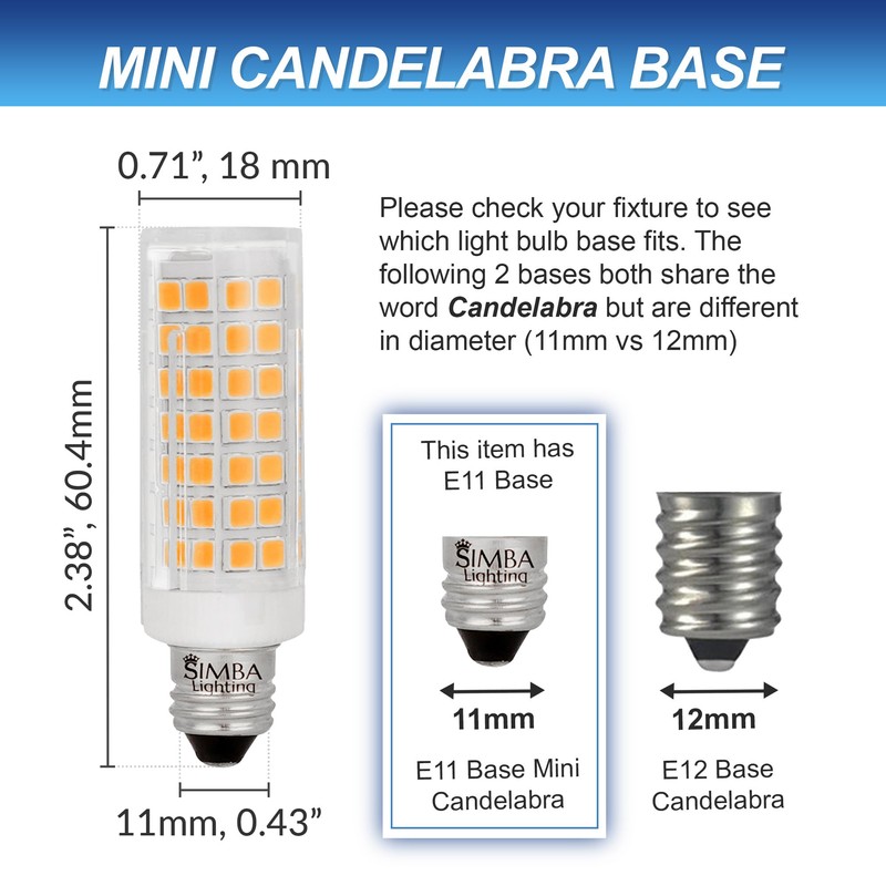 Simba Lighting LED E11 T6 Mini-Candelabra JD Light Bulb 5W
