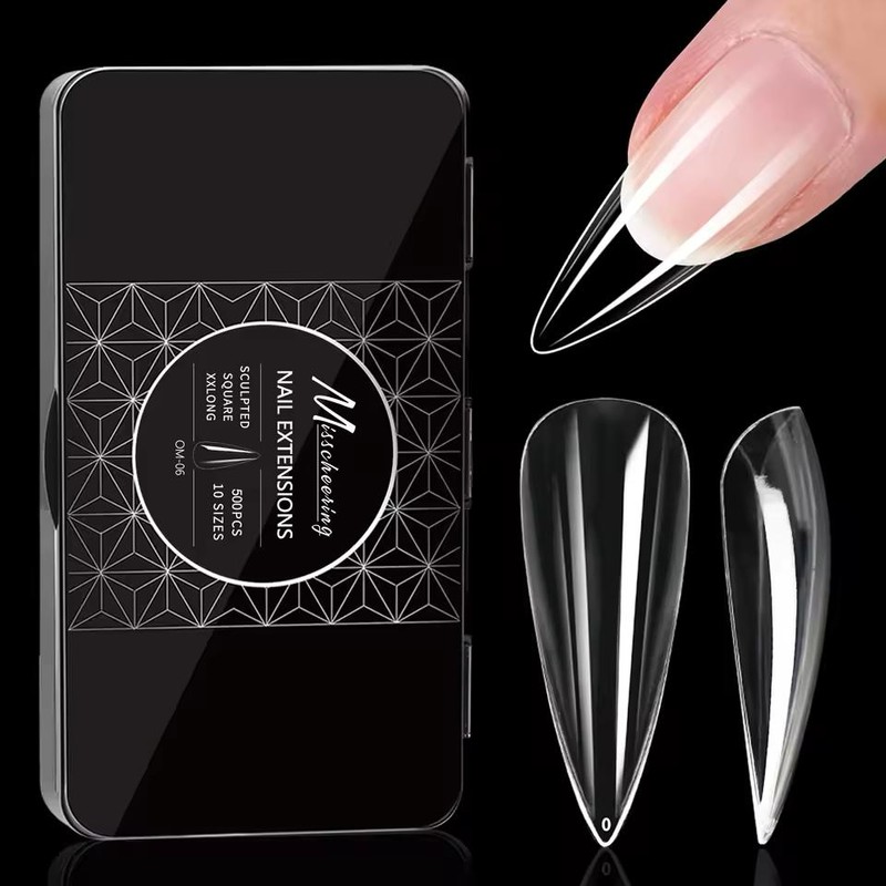 50pcs/box Transparent Seamless Fake Nail Soft Full Cover Trapezoidal Oval