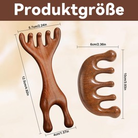 SANTUO 2 Stück Holz Kopfhaut Massagebürste Kopfmassage Kamm aus Holz Funktion Hair Massager Scalp Natürliche Kopfmassage für Entspannung Durchblutung ideal für Zuhause oder unterwegs