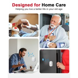 CallToU Caregiver Pager Wireless Call Button Caregiver Pager and Alert Button for Seniors at Home/Patients/Disabled,4 Emergency Buttons(2 SOS Watches+2 Button) + 3 Receivers