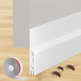 Under Door Draft Stopper, Self-Adhesive Door Sweep for Bottom of Door, Weather Stripping Doors Seal Soundproofing Insulation Strip, Doors Bottom Gap Blocker for Exterior/Interior (1M, White)