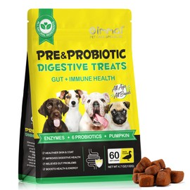 Probiotics for Dogs,60pcs Dog Probiotics for Dogs Digestive Enzymes,Support Gut Health,Seasonal Allergies,Itchy Skin, Dog Supplement Soft Chews for Pet Immune System for All Type Dogs