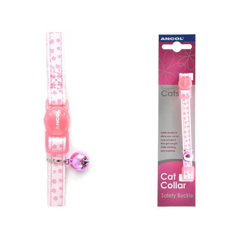 10 Pack x - Ancol - Dotty Cat Collar Pink