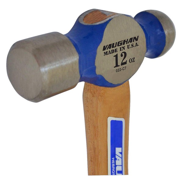 Vaughan 154-30 TC2012 Hickory Handle Ball Pein Hammer, 12-Ounce Head