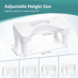 Poop Stool Toilet White Adults for Bathroom, 5.9" to 8.5" Adjustable Height Toilet Stools Squat Adult