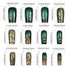 24PCS Dark Green Press on Nails Coffin Fake Nails Medium