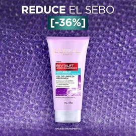 LOreal Paris Revitalift cido Hialurnico Gel de Limpieza Profunda Anti Brillo, con cido Saliclico para Control de Brillo y con cido Hialurnico para... 