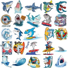 Ooopsiun Shark Temporary Tattoos for Boys - 12 Sheets Ocean Shark Birthday Party Decorations Supplies Favors for Boys Kids