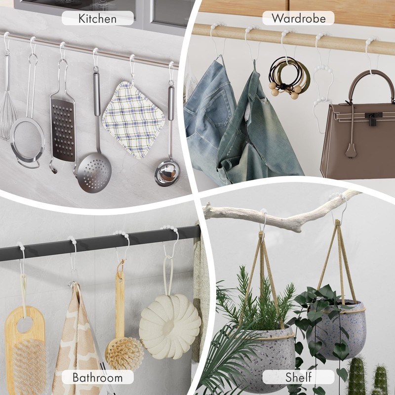 Amazer Shower Curtain Hooks, Decorative Shower Curtain Hooks Rust-Resistant Stainless