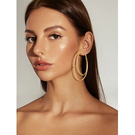 Gold Hoop Earrings for Women Chunky Open Hoop Earrings for Teen Girls Big Circle Hoop Earrings Exaggerated Geometric Hoop Earrings Dainty Flower Hoops Earrings Jewelry Gifts