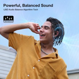 Open Ear Headphones, Rich Balanced Sound, AI ENC 4 Mics Clear Calls,40H Playtime, IPX5 SweatSafe, Bluetooth 5.4 Wireless Earbuds with Earhooks