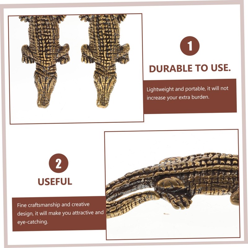 IWOWHERO Crafted Brass Crocodile Keychain Pet Alligator Charm Versatile Bag