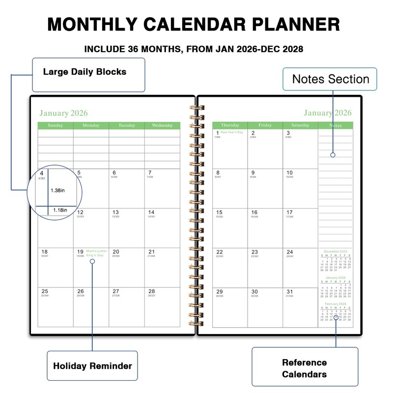 2026-2028 Monthly Planner - 3 Year Monthly Calendar/Planner 2026-2028, 5.9"