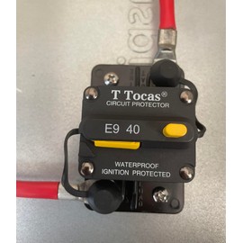 T Tocas E9 40 Amp Circuit Breaker with Manual Reset | 12V - 72V DC IP67 Waterproof Protection Switchable 40A