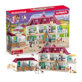 Schleich Horse Club - 179 PC Lakeside Country House and Stable Playset with Horse Figurines, Poseable Characters and Accessories - Realistic Farm Toys for Girls and Boys - Kids Ages 5+ | 42706