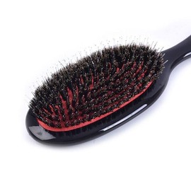 천연 멧돼지털 타원형 정전기 방지 빗 두피 마사지 헤어 브러시 Natural Boar Bristle Oval Static Reducing Detangling Brush for Scalp Massage [01 one size]