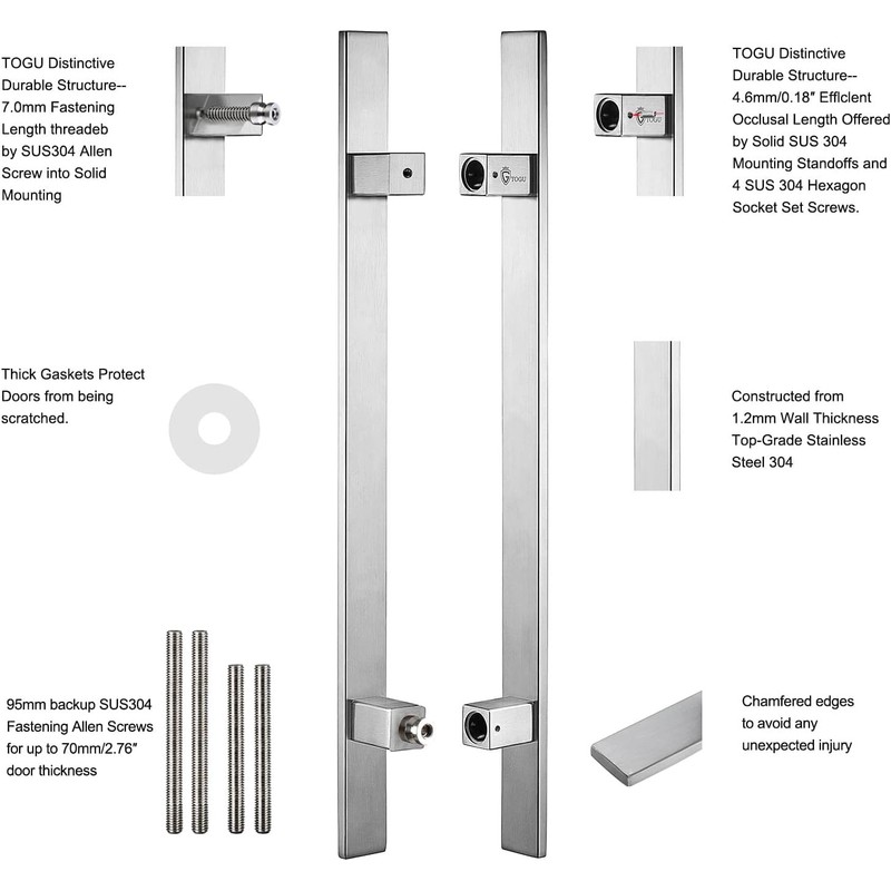 TOGU TG-6018 48 inches Solid Standoffs Heavy-Duty Commercial Grade-304 Stainless