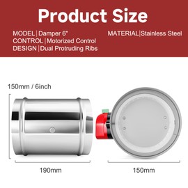 Aulmscn 6" Motorized Duct Damper,Adjustable Volume Damper, Stainless Steel Backdraft Damper Airflow Control for HVAC Ventilation System,AC 24V (6inch)