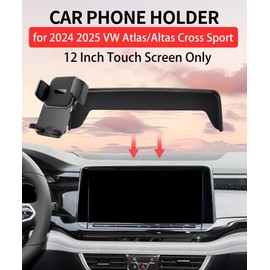 LAUFITMT Car Phone Holder for 2024 2025 VW Atlas/VW Altas Cross Sport Accessories 12 Inch Screen Fixed Clip Adjustable 360 Degree Rotation Cell Phone Mount Hands Free
