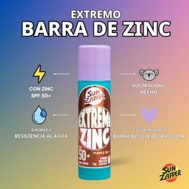 Sun Zapper Extreme Zinc Stick Purple Sky SPF 50  Protector Solar Mineral en Stick Mineral a base de zinc color MORADO 15g Alta protección solar