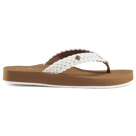 Cobian Women's Summer Active Comfort Thick Top Sole Thong Braided Bounce Flip-Flops, White, 8