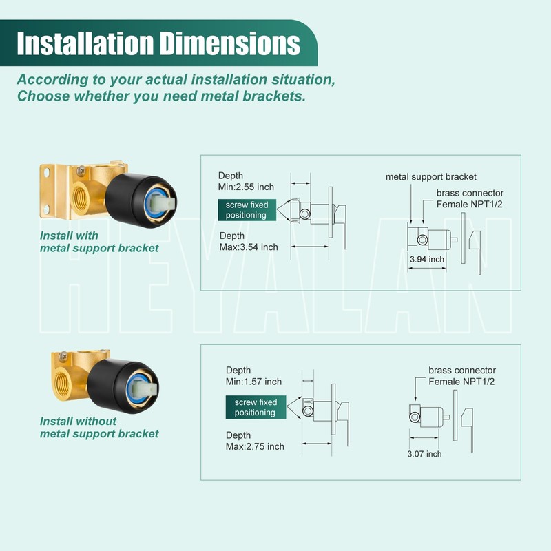 Heyalan Bathroom Shower Valve Mixer Single-Function Single Handle Trim Kit