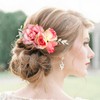 Fangsen Wedding Pink Artificial Rose Flower Floral Comb With Spring