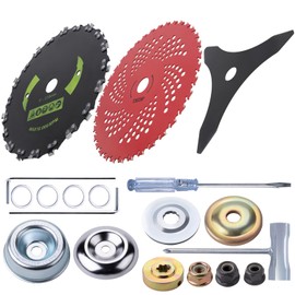 9" x 36 Teeth Carbide Tipped Blades,9" x 20T Chainsaw Tooth Cutter,10" x 3 Teeth Carbon Steel Brush Cutter Blades with Universal Adapter Kit Compatible with Cutter, Trimmer, Weed Eater
