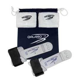 QALARO Hook & Loop Star Grips for Girls Gymnastics | Dowel Grips, 4" White Wristbands | Gymnastics Grips for Girls | Youth Bar Grips | Gymnastics Gloves