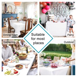 Hiasan White Tablecloth for Rectangle Tables - 70 x 140 inch - Waterproof, Spillproof & Wrinkle Resistant Washable Polyester Table Cloth for Dining/Party/Outdoor Picnic