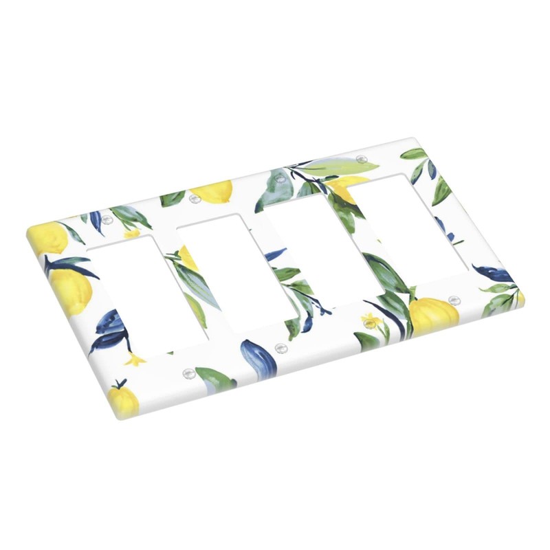 Yellow Lemon Light Switch Cover Quad Rocker/Decorator Switch Plate 4