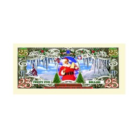 American Art Classics $25.00 Christmas Santa Dollar - Comes in Currency Bill Protector - Collectible Novelty St. Nick Million Dollar Bills - Best Fun Stocking Stuffer Gift