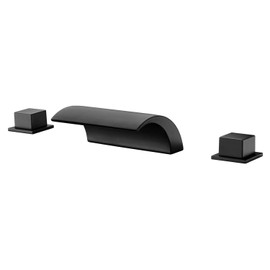 Deck Mount Roman Tub Faucet Matte Black Waterfall Bathtub Faucet Extra High Flow, SUMERAIN