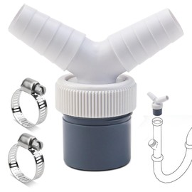 Dishwasher Washing Machine Drain Adapter Double Connection Y 1 1/4 Inch, Washing Machine Connection Adapter for Pipe Diameter 40 mm, Input Diameter 18-24 mm with Hose Clamp for Dishwasher Dryer