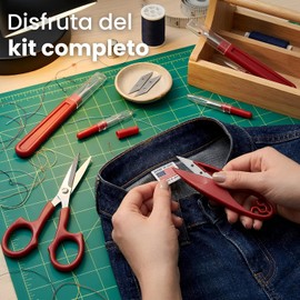 Timotech Set 6 Piezas Accesorios de Costura Profesionales, Incluye 4 Descosedores, Tijeras de Cabeza Curva y Cortahilos de Doble Filo con Repuestos, Kit de Reparación Textil y Sastrería, Multicolor