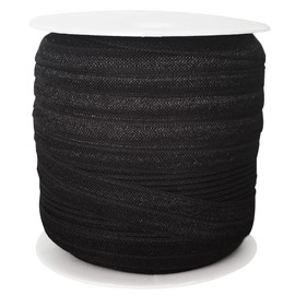 5/8 Ribbon Elastic Foldover Elastics Stretch FOE Hair Ties Headbands for Baby Girls Hair Bow, 50yds Spool (Black)