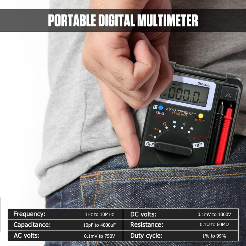 Mini Multimeter, Digital Multimeter, VC921 Car Pocket Digital Multimeter, Portable
