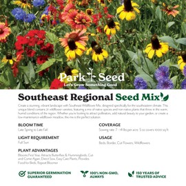 Park Seed Grow Your Own Vibrant Annual and Perennial Wildflower Garden Seeds Mixture, Easy to Grow Varieties for Pollinators and Spring Gardens - Southeast Regional Mix, 1/4 lb