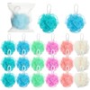 24 Pack Travel Size Loofah Individually Wrapped, Small Shower Puff