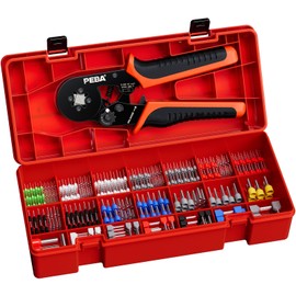 PEBA Ferrule Crimping Tool Kit, Self-Adjusting Crimp Pliers for AWG 28-7 Wire Ferrules, With 28 Sizes Ferrules Terminals Kit - Wire Crimping Tool - Electrical Connector Pliers - Ratchet Crimp Tool Set