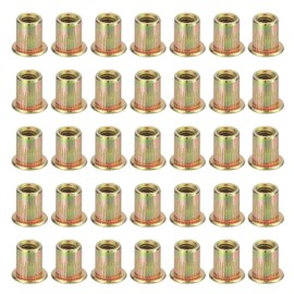 sourcing map 80Pcs M6 x 12mm Rivet Nut Carbon Steel Rivet Nut Tool Hardware Nuts Color Zinc-Plate Threaded Insert Nut Suitable for Furniture, Industrial