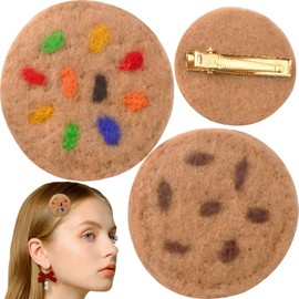 2pcs Chocolate Chip Cookie Hair Clips - Felt Alligator Clips, Funny Food Barrettes for Women, DIY Hairstyle Accessories