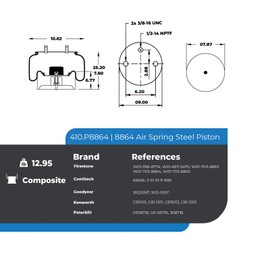 Air Spring Rolling Lobe 410.P8864 W01-358-8864 66666 C81-1013 03-087 Air spring bag (Replaces Firestone W013588864,Firestone W01-687-5470,Goodyear 1R12-1097, C81-1011,0308716) (2)