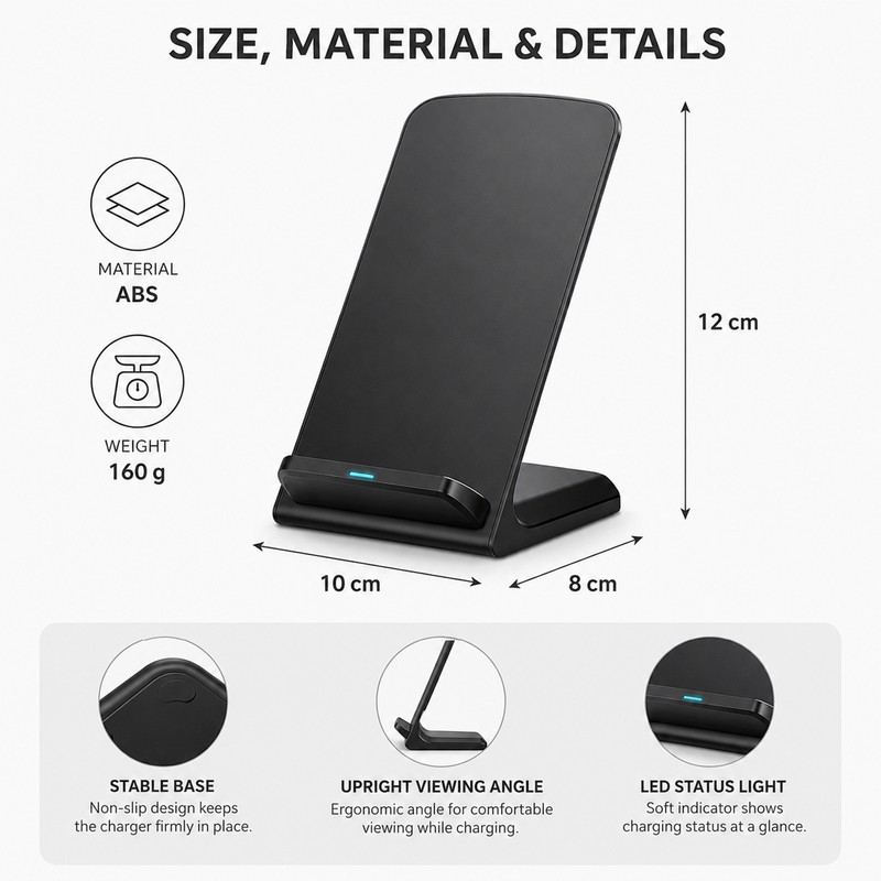 Qi Wireless Charging Stand for Smartphones – Up to 10W
