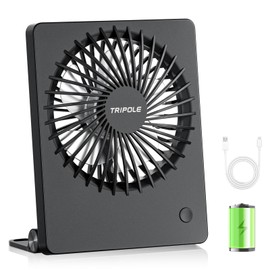TriPole Mini Portable Desk Fan Rechargeable Ultra Quiet Small Fan 4.5 Inch Personal Travel Fan with 180° Tilt Folding and 3 Speeds Adjustable for Office Desktop Bedroom Black
