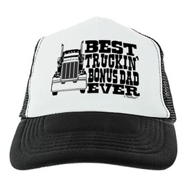 Adoptive Dad Gifts for Men Best Truckin Bonus-Dad Ever Trucker Hat Black