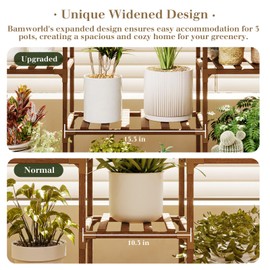 Bamworld 62.2'' Tall Plant Stand Indoor Large Plant Shelf for Multiple Plants Wood Flower Stand Outdoor Hanging Plant Rack for Living Room Garden Balcony Home Decor