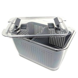 Kitchen Spaces Colander Stackable Food Storage Bin, Large, Gray, 11"L x 7"W x 9"H