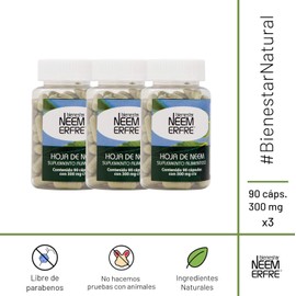 Capsulas de hoja de Neem Pulverizada (Paq- de 3)